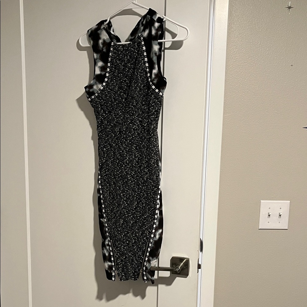 RACHEL Rachel Roy Monochrome Patterned Midi Dress